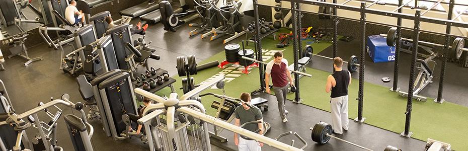 The expansive weight and cardio workout room at the Richter Center.